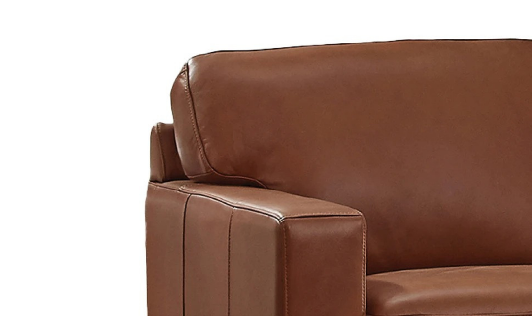 Dillon 2-Seater Waxy Pull-up Leather Loveseat WIth Track Arms-Jennifer