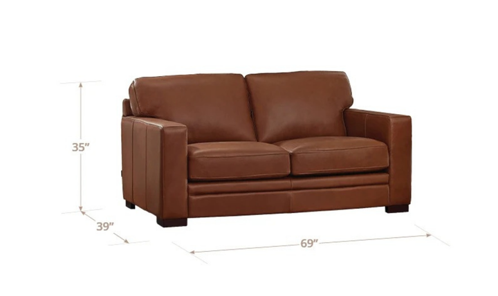 Dillon 2-Seater Waxy Pull-up Leather Loveseat WIth Track Arms-Jennifer