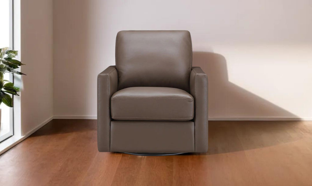 Dillon Swivel Leather Chair with Track Arms-Jennifer 