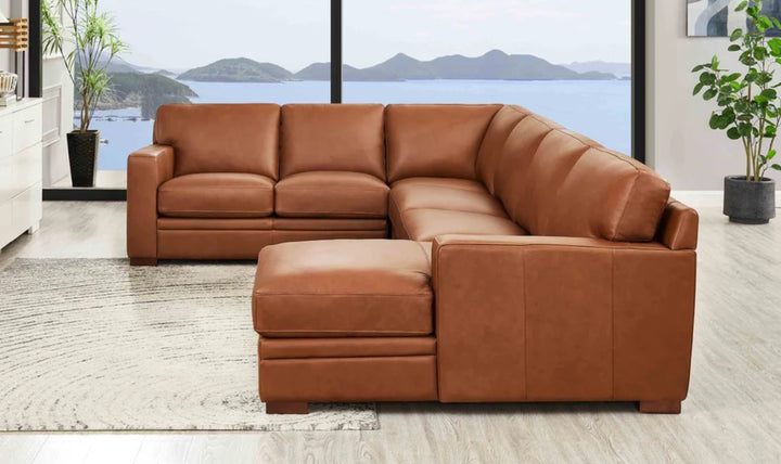 Dillon U-Shape Leather Sectional Sofa in Nutmeg Brown-Jennifer Furniture 