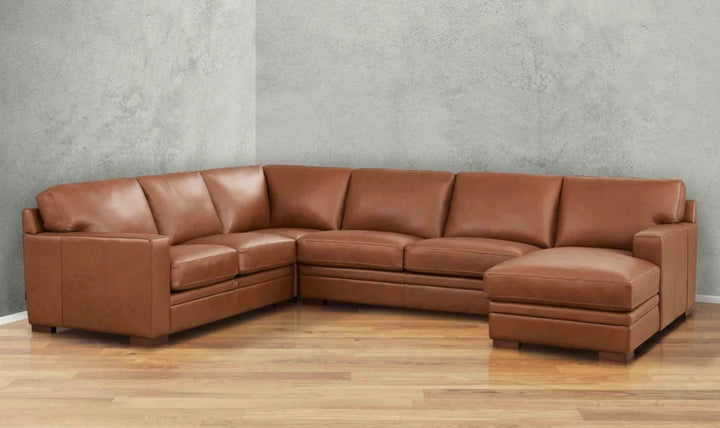 Dillon U-Shape Leather Sectional Sofa in Nutmeg Brown-Jennifer Furniture 