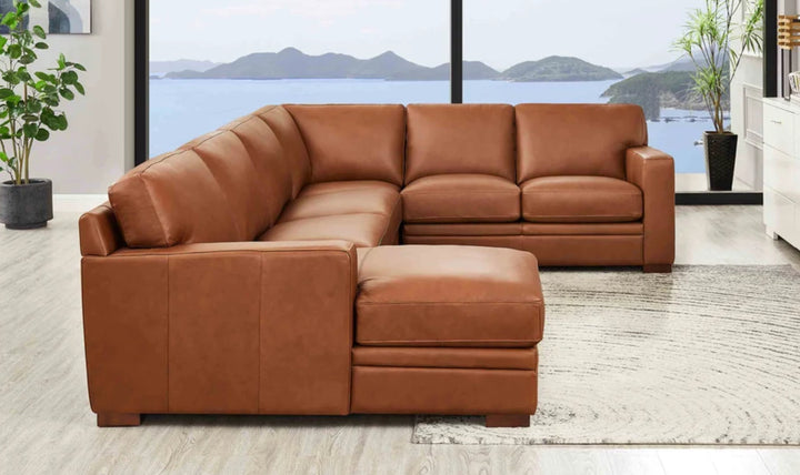 Dillon U-Shape Leather Sectional Sofa in Nutmeg Brown-Jennifer Furniture 