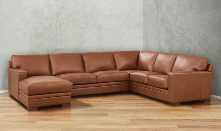 Dillon U-Shape Leather Sectional Sofa in Nutmeg Brown-Jennifer Furniture 