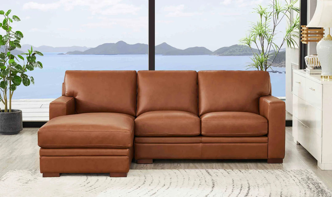 Dillon U-Shape Leather Sectional Sofa in Nutmeg Brown-Jennifer Furniture 