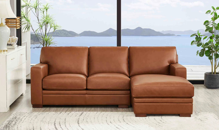 Dillon U-Shape Leather Sectional Sofa in Nutmeg Brown-Jennifer Furniture 