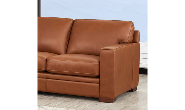 Dillon U-Shape Leather Sectional Sofa in Nutmeg Brown