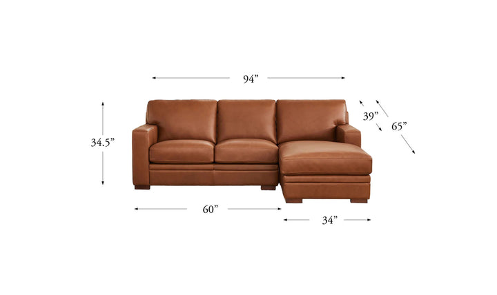 Dillon U-Shape Leather Sectional Sofa in Nutmeg Brown