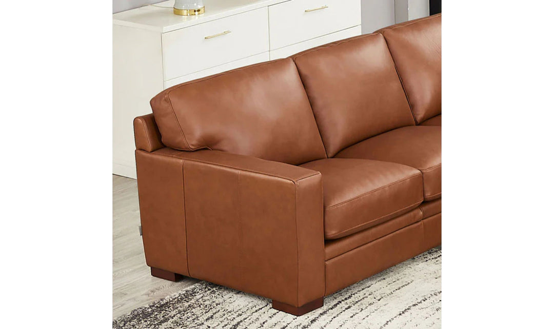 Dillon U-Shape Leather Sectional Sofa in Nutmeg Brown