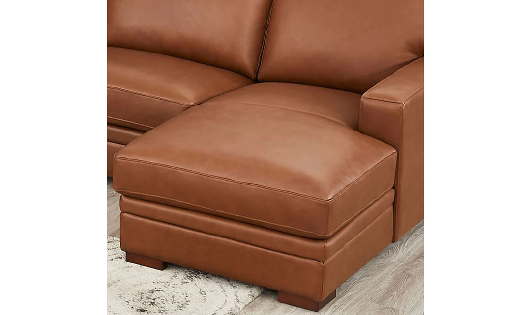 Dillon U-Shape Leather Sectional Sofa in Nutmeg Brown