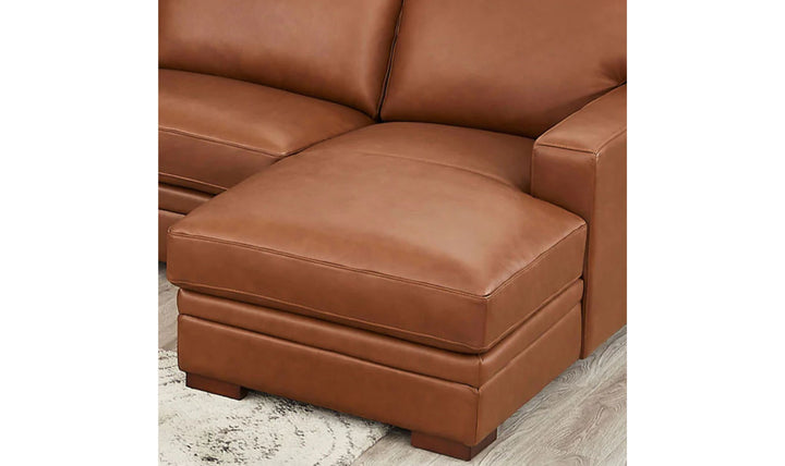 Dillon U-Shape Leather Sectional Sofa in Nutmeg Brown