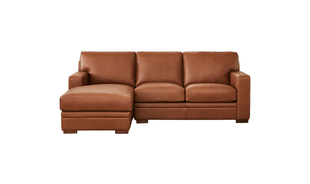 Dillon U-Shape Leather Sectional Sofa in Nutmeg Brown