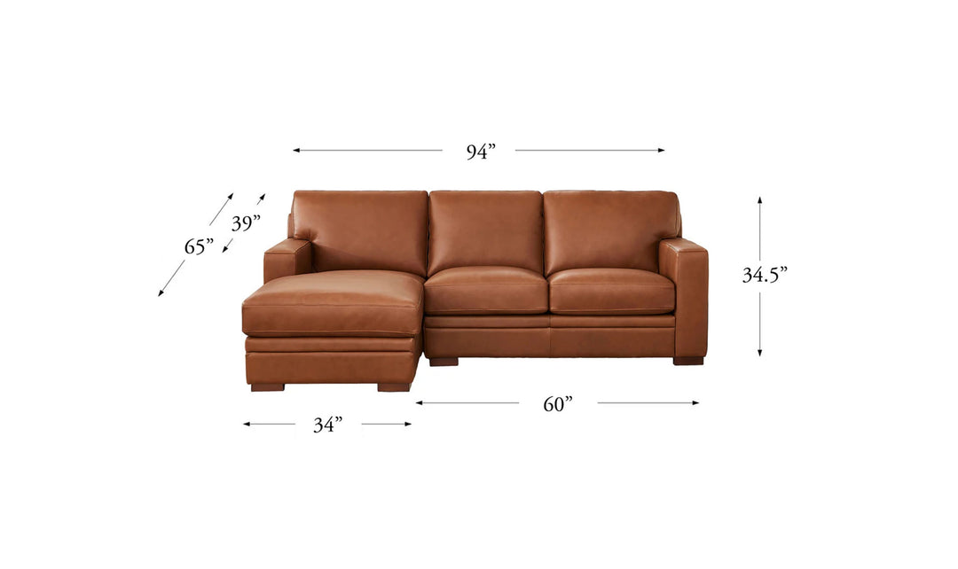 Dillon U-Shape Leather Sectional Sofa in Nutmeg Brown