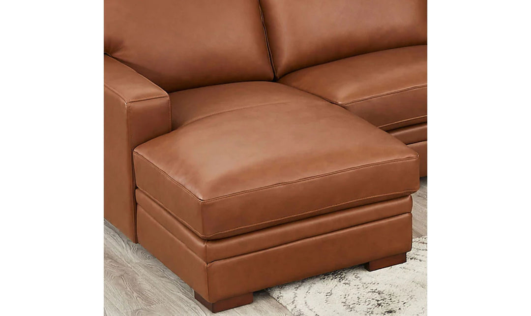 Dillon U-Shape Leather Sectional Sofa in Nutmeg Brown