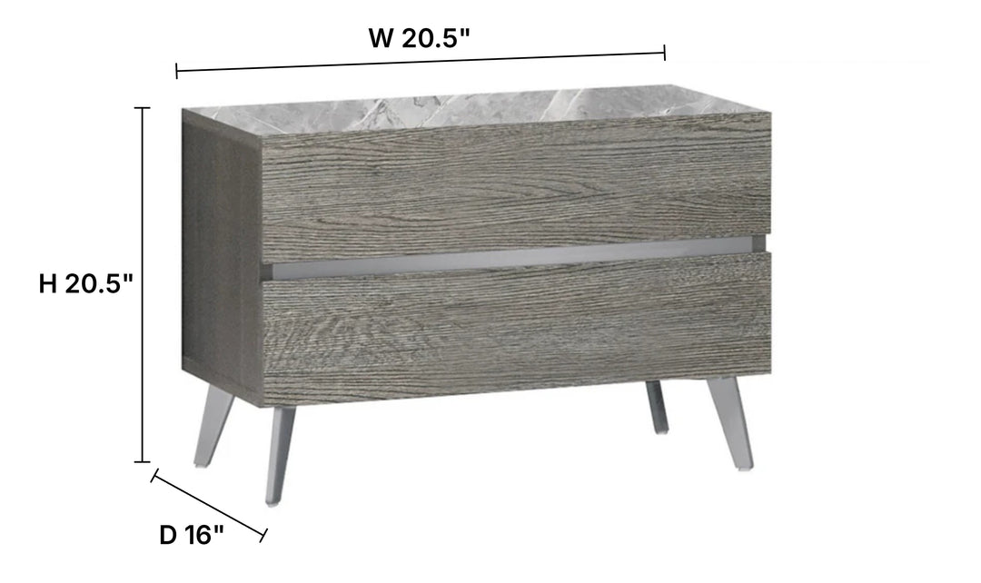 Jennifer Italia Victoria 2- Drawers Premium Nightstand In Light Gray-Jennifer Furniture