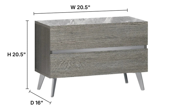 Jennifer Italia Victoria 2- Drawers Premium Nightstand In Light Gray-Jennifer Furniture