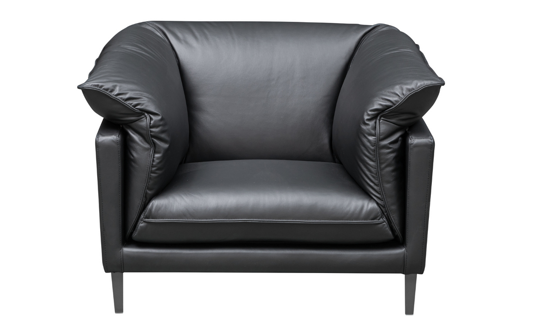 Dolce Stationary Black Leather Chair with Cushion Arm