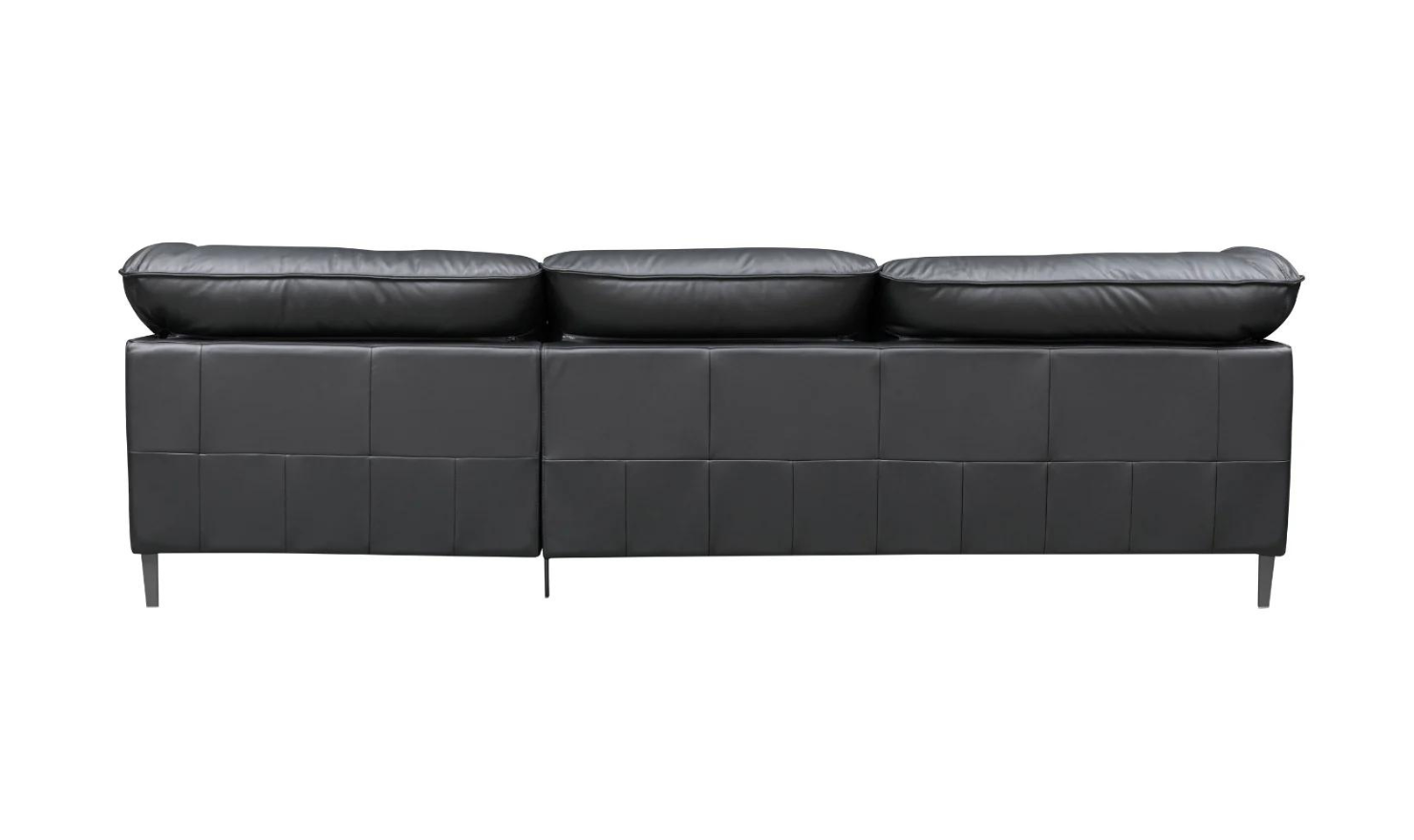 Klaussner Dolce Black 3-Seater Stationary Leather Sofa with Down Cushion