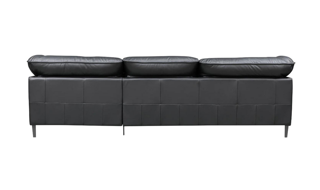 Klaussner Dolce Black 3-Seater Stationary Leather Sofa with Down Cushion