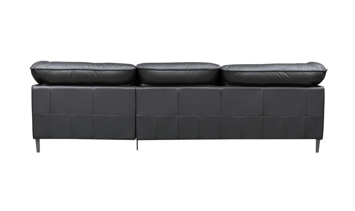 Klaussner Dolce Black 3-Seater Stationary Leather Sofa with Down Cushion