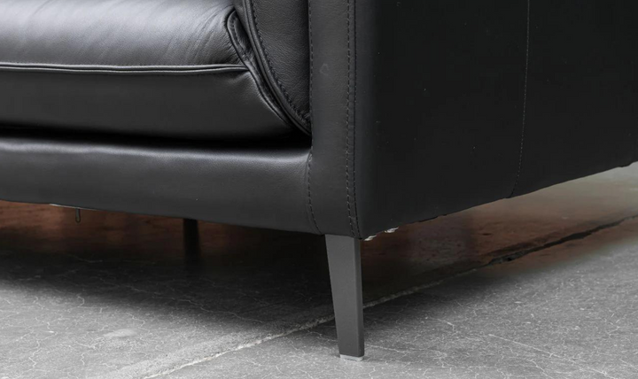 Klaussner Dolce Black 3-Seater Stationary Leather Sofa with Down Cushion