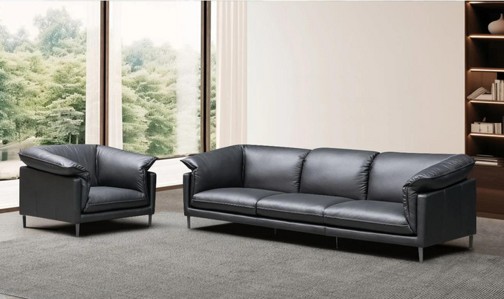 Klaussner Dolce 3 Seater Stationary Leather Sofa In Black