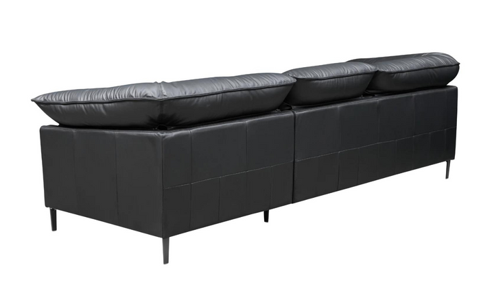 Klaussner Dolce Black 3-Seater Stationary Leather Sofa with Down Cushion