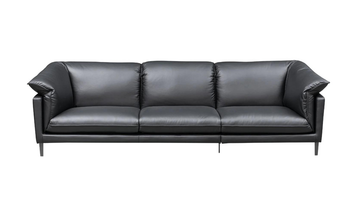 Klaussner Dolce 3 Seater Stationary Leather Sofa In Black