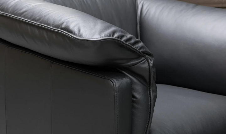 Klaussner Dolce 3 Seater Stationary Leather Sofa In Black