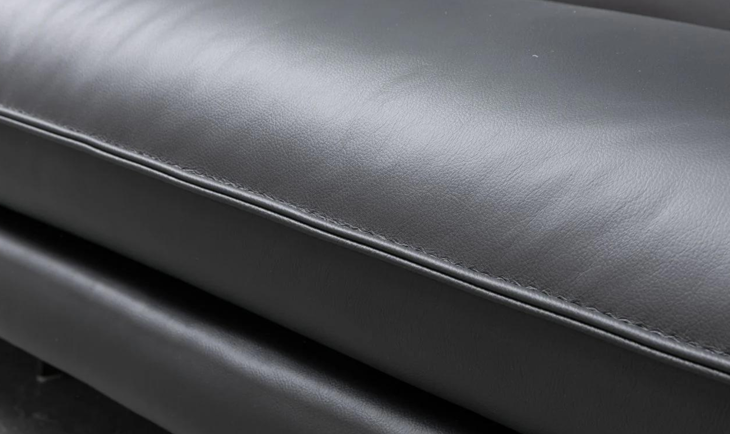 Klaussner Dolce Black 3-Seater Stationary Leather Sofa with Down Cushion