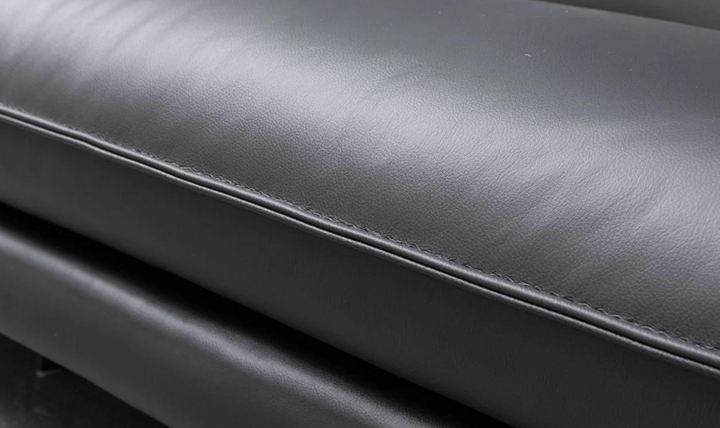 Klaussner Dolce Black 3-Seater Stationary Leather Sofa with Down Cushion