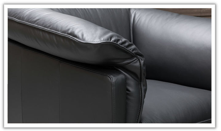 Dolce Stationary Black Leather Chair with Cushion Arm
