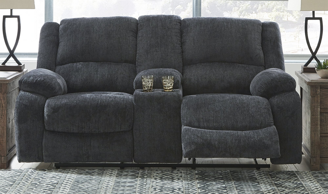 Draycoll Power Reclining Loveseat With Cup Holder Console Jennifer Furniture
