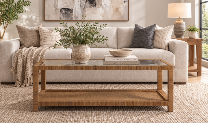 Coastal Living Escape Long Key Cocktail Table with Wrapped rattan