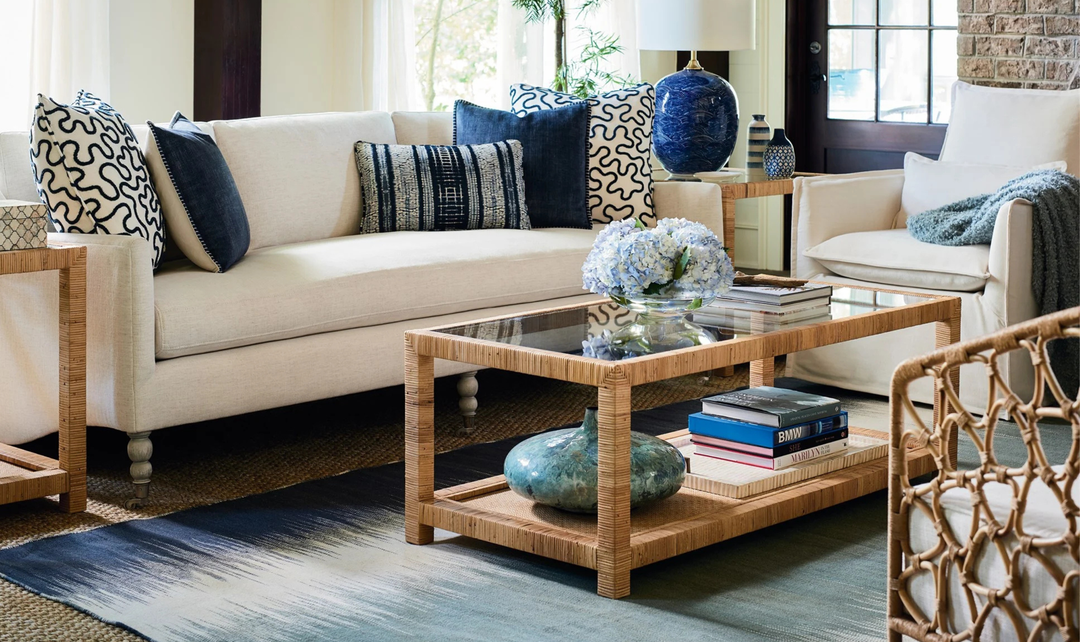 Coastal Living Escape Long Key Cocktail Table with Wrapped rattan