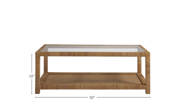 Coastal Living Escape Long Key Cocktail Table with Wrapped rattan