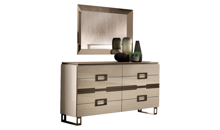 ESF Furniture Poesia 4 Drawer Double Dresser with Marble Top-Jennifer Furniture
