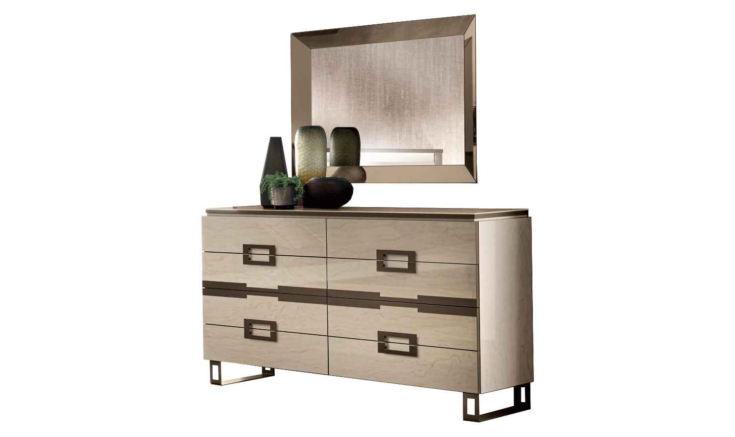 ESF Furniture Poesia 4 Drawer Double Dresser with Marble Top-Jennifer Furniture