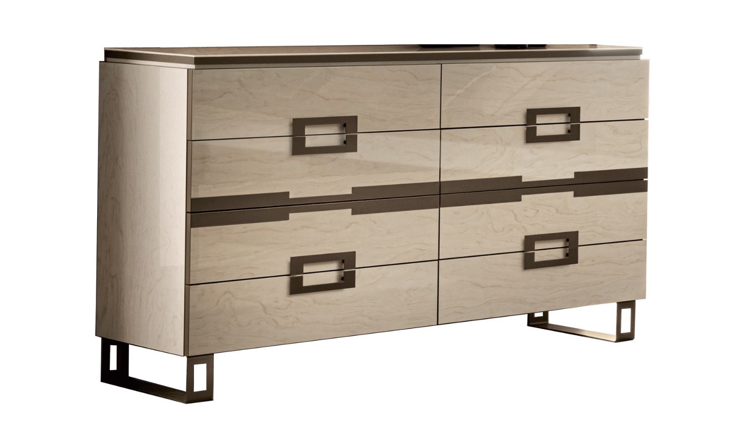 ESF Furniture Poesia 4 Drawer Double Dresser with Marble Top-Jennifer Furniture