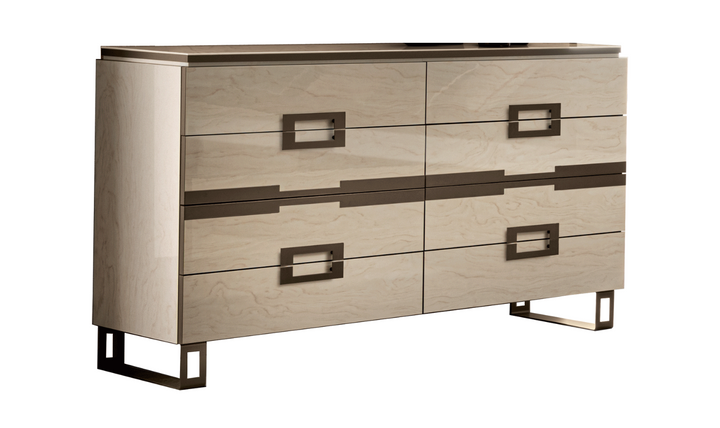ESF Furniture Poesia 4 Drawer Double Dresser with Marble Top-Jennifer Furniture