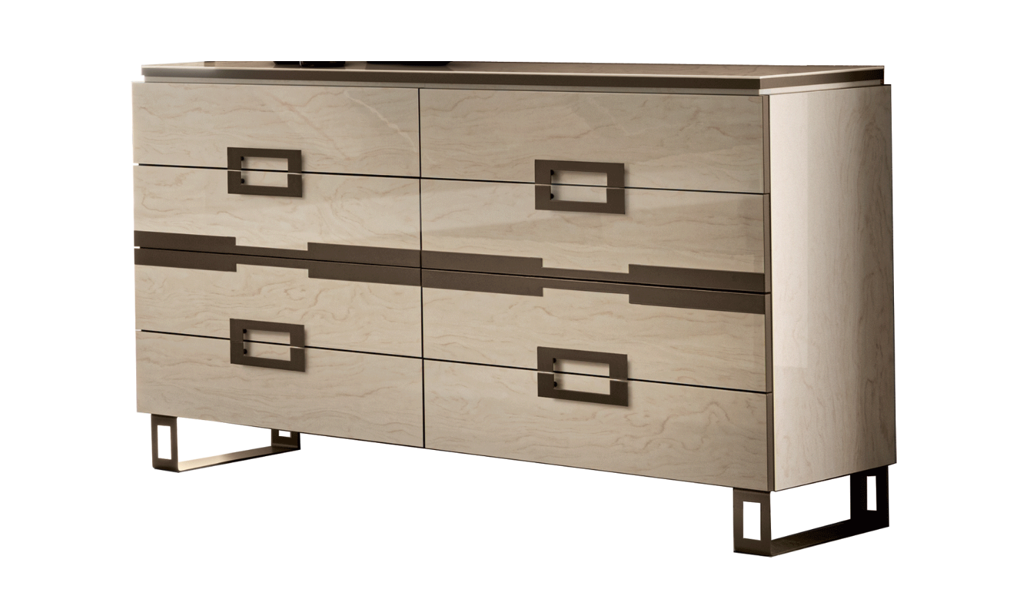 ESF Furniture Poesia 4 Drawer Double Dresser with Marble Top-Jennifer Furniture
