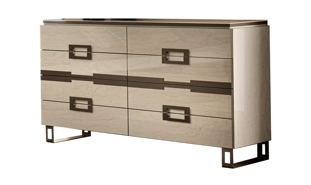 ESF Furniture Poesia 4 Drawer Double Dresser with Marble Top-Jennifer Furniture