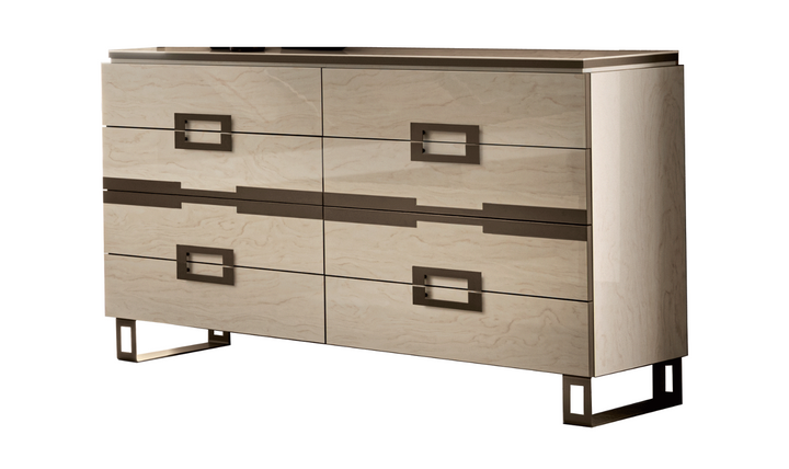 ESF Furniture Poesia 4 Drawer Double Dresser with Marble Top-Jennifer Furniture