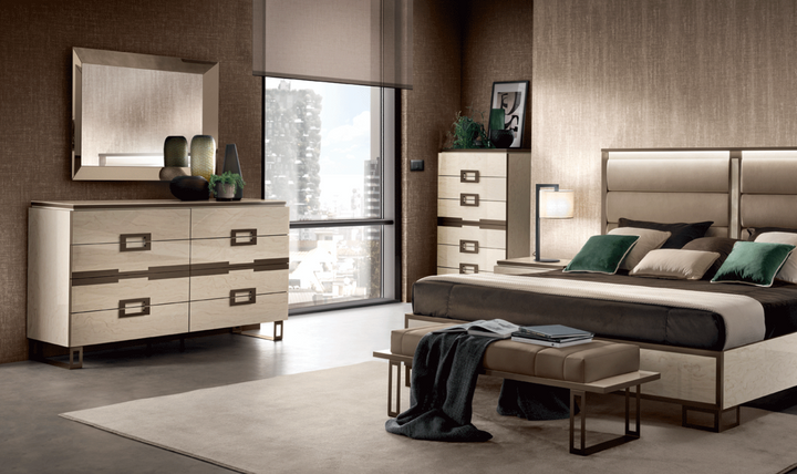 ESF Furniture Poesia 4 Drawer Double Dresser with Marble Top-Jennifer Furniture