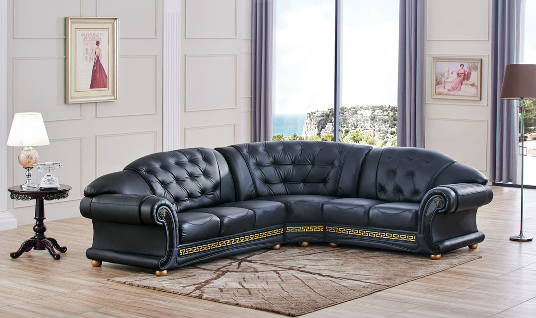 ESF Italia Apolo 6-Seater L-Shaped Leather Sectional Sofa with Rolled Arms - Jennifer furniture