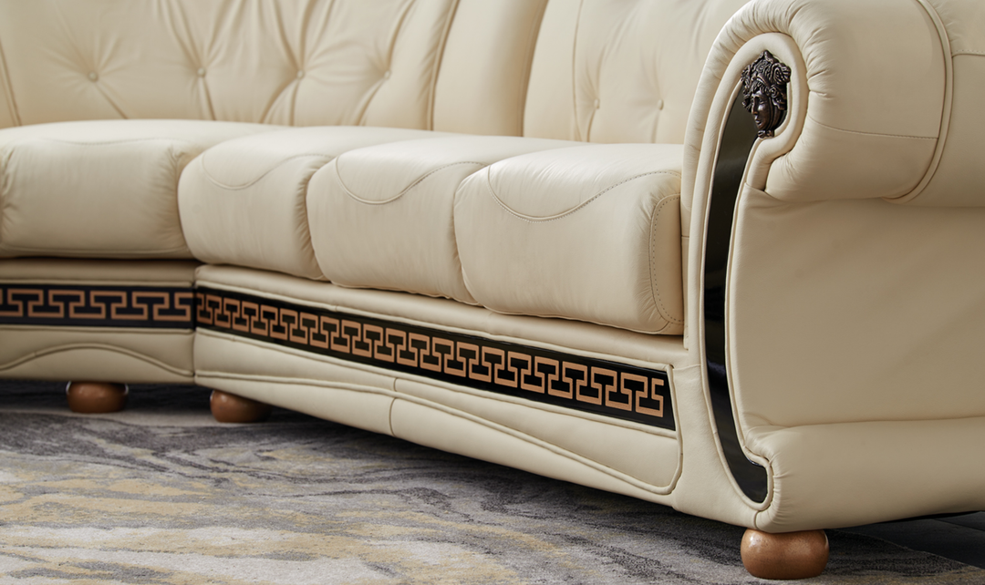 ESF Italia Apolo 6-Seater L-Shaped Leather Sectional Sofa with Rolled Arms - Jennifer furniture