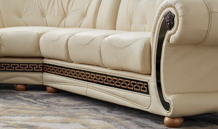 ESF Italia Apolo 6-Seater L-Shaped Leather Sectional Sofa with Rolled Arms - Jennifer furniture