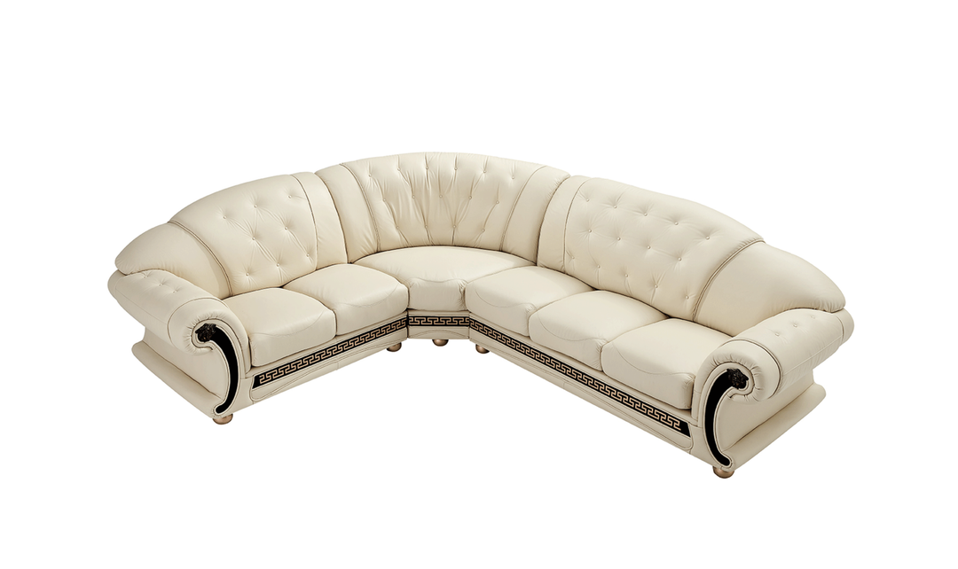 ESF Italia Apolo 6-Seater L-Shaped Leather Sectional Sofa with Rolled Arms