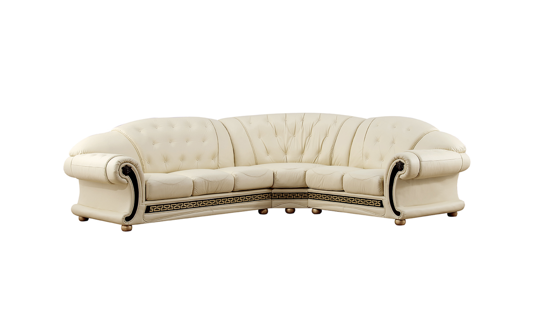 ESF Italia Apolo 6-Seater L-Shaped Leather Sectional Sofa with Rolled Arms