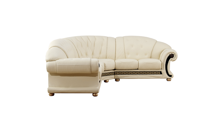 ESF Italia Apolo 6-Seater L-Shaped Leather Sectional Sofa with Rolled Arms