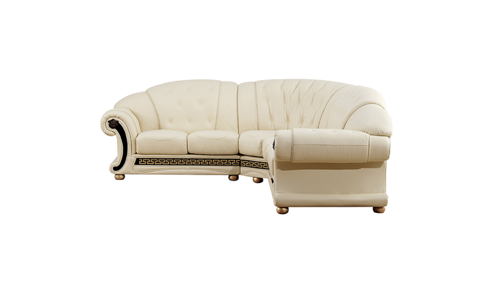 ESF Italia Apolo 6-Seater L-Shaped Leather Sectional Sofa with Rolled Arms